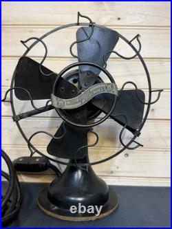 Antique Westinghouse Whirlwind Desk Fan Black Model 253468 Working 4 Blade 8
