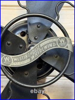 Antique Westinghouse Whirlwind Desk Fan Black Model 253468 Working 4 Blade 8