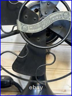Antique Westinghouse Whirlwind Desk Fan Black Model 253468 Working 4 Blade 8