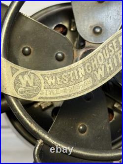 Antique Westinghouse Whirlwind Desk Fan Black Model 253468 Working 4 Blade 8