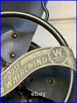 Antique Westinghouse Whirlwind Desk Fan Black Model 253468 Working 4 Blade 8
