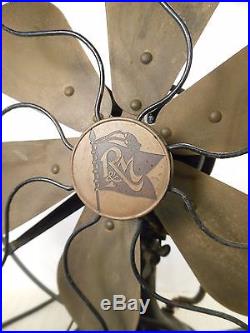 Antique Working Electric ROBBINS & MYERS 12 Table Fan For Parts 6 Brass Blades