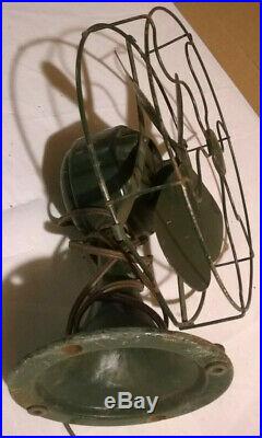 Antique Working General Electric Whiz Desk Fan With Painted Steel Blades & Cage