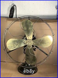 Antique brass blade fan large GE century selling for parts restore