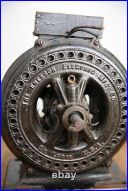 Antique pancake utility motor Emerson for brass blade fan vintage industrial