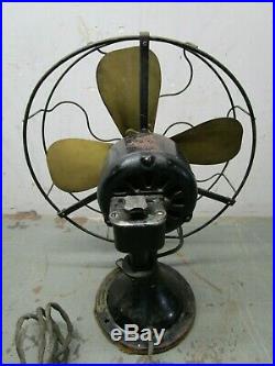 Antique vintage Energex brass blade fan Sears Roebuck oscillating 3 speed