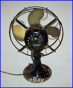 Antique vtg 1920's EMERSON Type 29646 Electric Fan Oscillating brass blade works