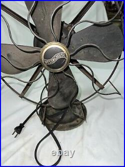 Antique westinghouse fan 1920 315745A Oscillating Brass blade 12 Works