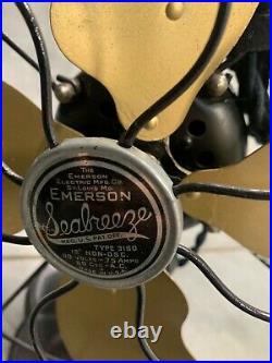 BRASS BLADE ORIGINAL VINTAGE Emerson SEABREEZE Antique Brass Electric Fan 3160