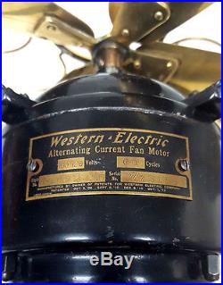 Beautiful Antique 1914 Oscillating Western Electric Brass & Cast Iron 16 Fan