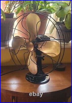 Belknap Bluegrass Brass Blade Desk Fan 16 1/2 Cage