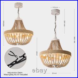 Bohemian Empire Chandelier Fan with 64 Bead Strands, Antique White Gold Finish