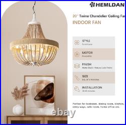 Bohemian Empire Chandelier Fan with 64 Bead Strands, Antique White Gold Finish