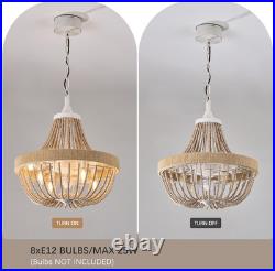 Bohemian Empire Chandelier Fan with 64 Bead Strands, Antique White Gold Finish