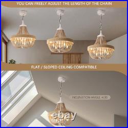 Bohemian Empire Chandelier Fan with 64 Bead Strands, Antique White Gold Finish