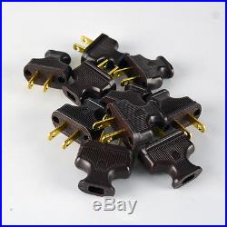 Brown 10-Pack Vintage Antique Style Electrical Plugs Lot of 10 Lamp Cord