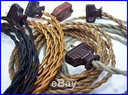 Brown 5-Pack Vintage Antique Style Electrical Plug Lamp Cord Lot Plugs