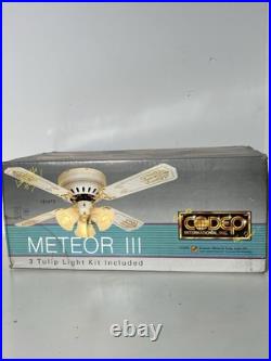 CODEP METEOR III 1980s VINTAGE CEILING FAN NEW NIB ANTIQUE BRASS STENCIL BLADE