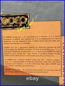 CODEP METEOR III 1980s VINTAGE CEILING FAN NEW NIB ANTIQUE BRASS STENCIL BLADE