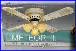 CODEP METEOR III 1980s VINTAGE CEILING FAN NEW NIB ANTIQUE BRASS STENCIL BLADE