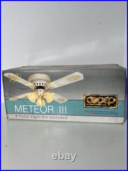 CODEP METEOR III 1980s VINTAGE CEILING FAN NEW NIB ANTIQUE BRASS STENCIL BLADE