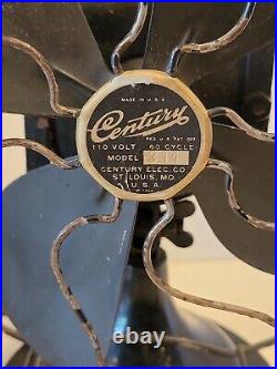 Century Model 311 Blade & Cage Wall Fan Antique VTG Skeletal Electric Fan WORKS