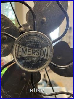 Circa 1917 4 Blade Emerson 8 Oscillating Desk Fan WORKING