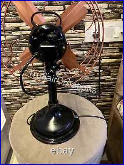 Copper Vintage Antique Electric Oscillating Desk Fan Speed Brass Cage Tested Wor