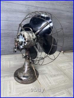 Diehl Antique Metal Desk Table Fan Extra Large 3 Speed Art Deco MCM