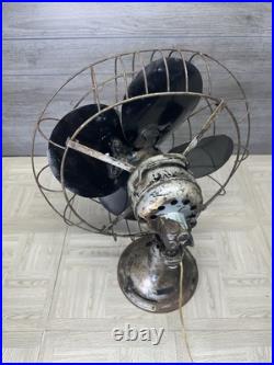 Diehl Antique Metal Desk Table Fan Extra Large 3 Speed Art Deco MCM