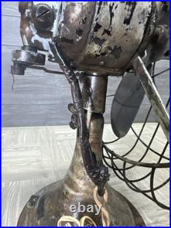 Diehl Antique Metal Desk Table Fan Extra Large 3 Speed Art Deco MCM