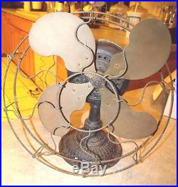 EARLY ANTIQUE EMERSON No 61063 BRASS CAGE & BLADE 3 SPEED FAN 13 DIA STATIONARY