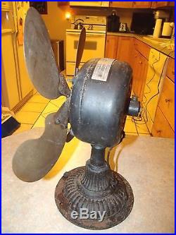 EARLY ANTIQUE EMERSON No 61063 BRASS CAGE & BLADE 3 SPEED FAN 13 DIA STATIONARY