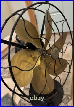 EMERSON Model 71666 OSCULATING FAN 6 Parker BRASS BLADES, pretty nice