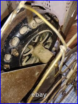 Early 1900s Unrestored G. E. Electric Fan 12 Brass Blade & Damage Cage Work