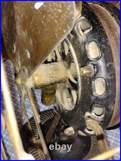 Early 1900s Unrestored G. E. Electric Fan 12 Brass Blade & Damage Cage Work