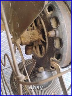 Early 1900s Unrestored G. E. Electric Fan 12 Brass Blade & Damage Cage Work