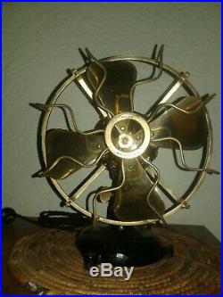 Early Antique Menominee Tab Base Brass Blade Electric Fan Original
