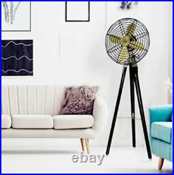 Electric Antique Pedestal Fan with wooden tripod Floor Fan Home Office Decor