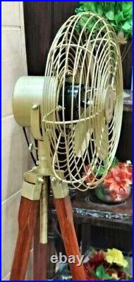 Electric Antique Pedestal Fan with wooden tripod Floor Fan Home Office Decor