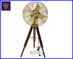 Electric Antique Pedestal Fan with wooden tripod Floor Fan Home Office Decor