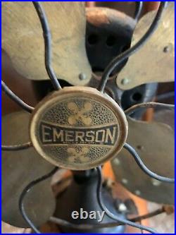 Emerson4 blade A17826 brass fan 12 INCH Blade no cord rare old antique