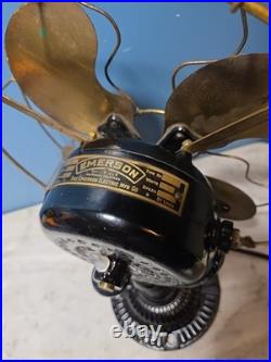 Emerson 1510 Trunnion Mount Fan Circa Pat 1901 Brass Cage Blade