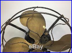Emerson Brass 4 Blade Steel Cage 13 Antique Electric Fan Parts or Repair
