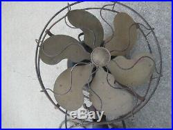 Emerson Brass 6 Blade Steel Cage 12 Antique Electric Fan Parts or Repair