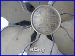 Emerson Brass 6 Blade Steel Cage 12 Antique Electric Fan Parts or Repair