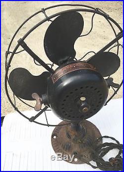 Emerson Brass Electric Fan Old Motor 12 Antique Vintage Early Original Paint