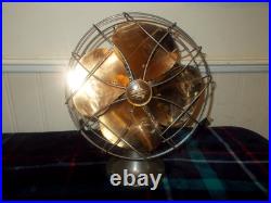 Emerson Golden Jubilee 10 Inch Brass Bades Oscillating Fan 1940s Restored