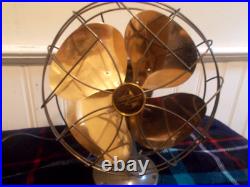 Emerson Golden Jubilee 10 Inch Brass Bades Oscillating Fan 1940s Restored