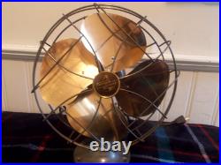 Emerson Golden Jubilee 10 Inch Brass Bades Oscillating Fan 1940s Restored